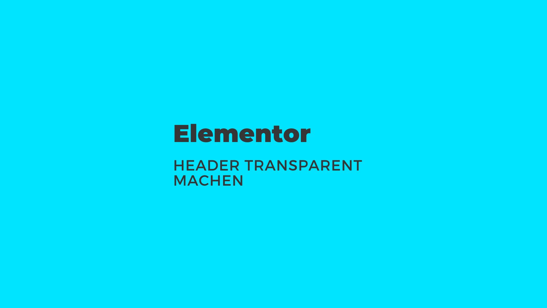 Elementor Header transparent machen Titelbild